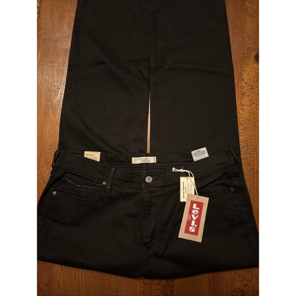 LEVI'S 505 Regular Fit MID-RISE Straight Leg Jeans Women's 16 Medium Black NWT - Picture 3 of 8